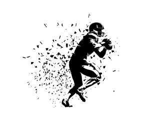 Football players silhouettes, group of american football players, set of vector drawings of team sport athletes