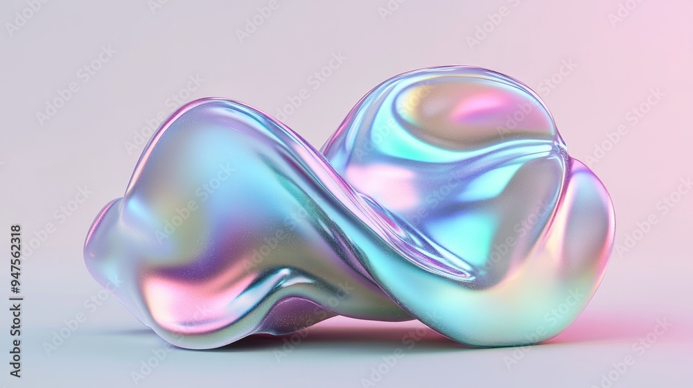 Poster Iridescent abstract shape in a 3D rendering