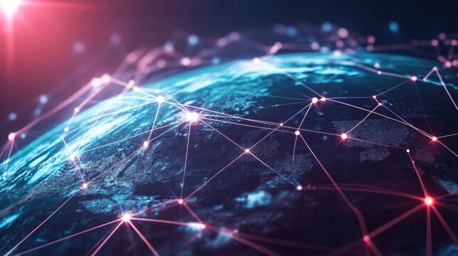 Global business internet concept featuring connection symbols and communication lines from the concepts series