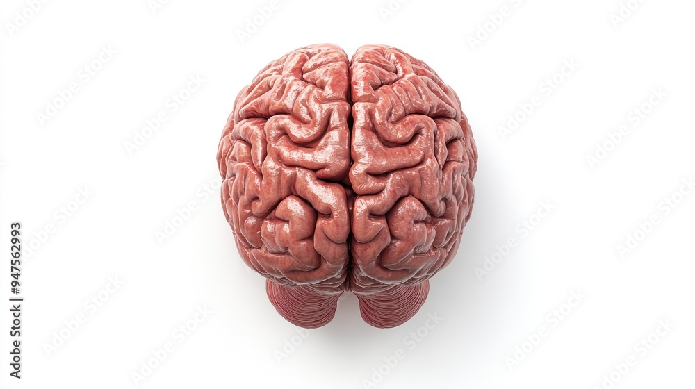 Poster isolated brain on a white background viewed from above 3d rendering with high resolution details