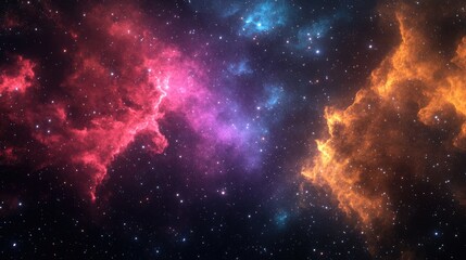 Obraz premium Vibrant multicolor starfield in deep space featuring a nebula and star clusters creating a stunning infinite outer space background in 3D render