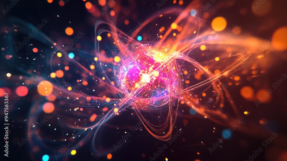 Poster fractal forms converge in a visually striking representation exploring the intersection of nuclear p
