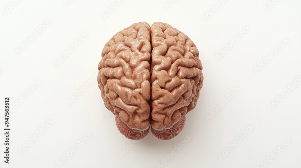 Poster isolated brain on a white background viewed from above 3d rendering with high resolution details