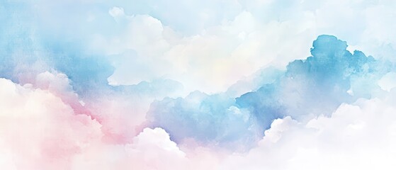 Fototapeta premium Abstract Watercolor Sky Background with Soft Blue and Pink Clouds