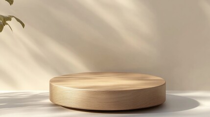 Rounded wooden podium for product display A natural beauty pedestal symbolizing relaxation and wellness rendered in 3D illustration