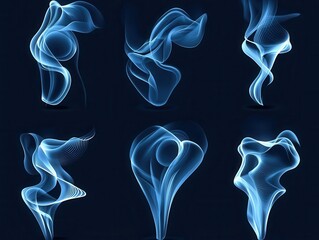 Air element vector set, abstract flow, modern design lines