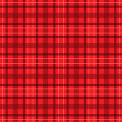 Red gingham background, seamless vector pattern, cozy plaid design for fabric, wallpaper, textile print.