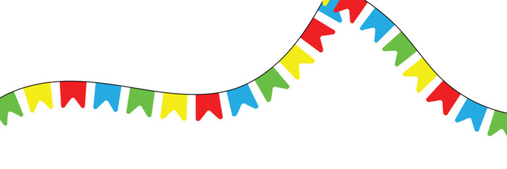Festive flags garland in lgbt rainbow colors. Celebration flags for pride decor. Triangle pennants chain. Party decoration in eps 10.