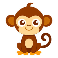 Playful Cartoon Monkey Character Vector Illustration – Cute and Cheerful Mascot for Kids' Designs