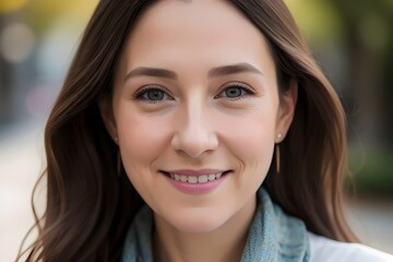 a portrait of a naturally beautiful young white, Caucasian,  woman, girl next door, no makeup, casual, innocent, fresh, authentic, simple, relaxed, freckles, smile, charming, elegance, soft, genuine
