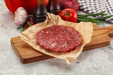 Raw beef burger cutlet minced meat