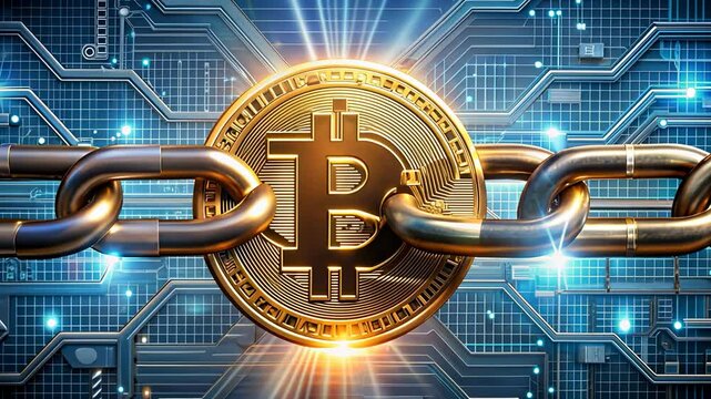 Bitcoin Cryptocurrency Chain Security Concept.