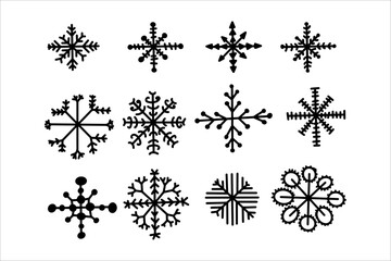 set of snowflakes, different, original shapes, vector