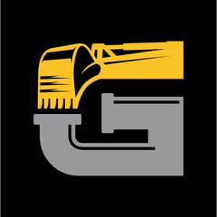 Letter G Excavator Plumbing logo desain . © Shenju
