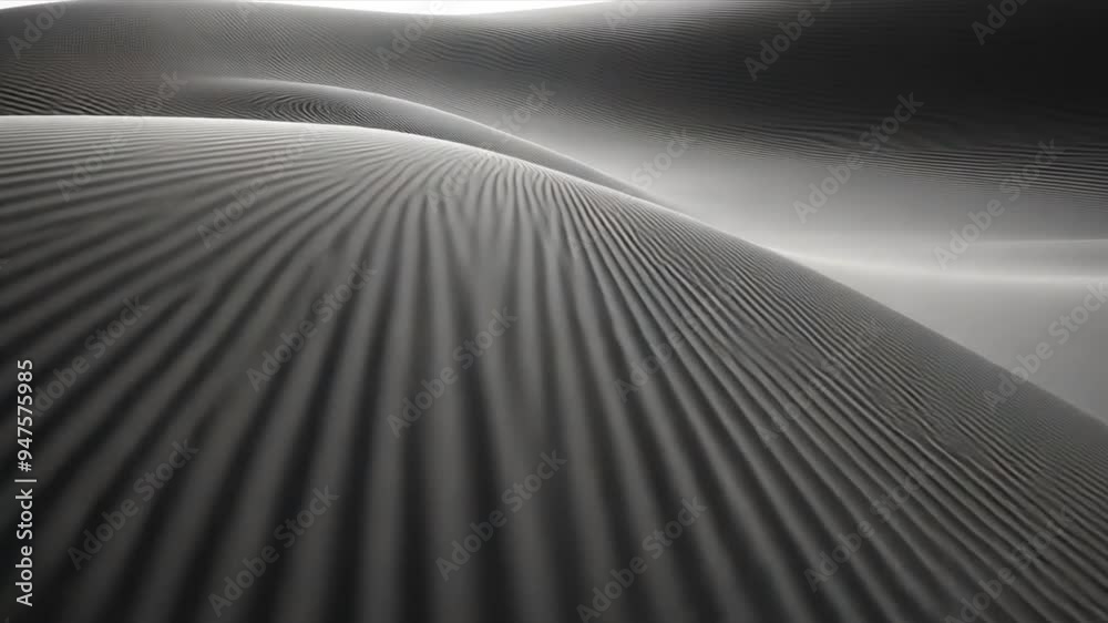 Poster a black and white image of a sandy beach with a wave in the distance