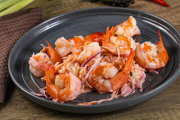 Shrimp cocktail with salad and sauce