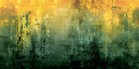 Obraz premium Creative Multicolor Painterly Abstract Aesthetic Brush Grunge Background With Bold Brushstrokes, Vintage Texture, and Color Splash Border in Yellow, Green Bokeh. HD Wallpaper and Banner Design.