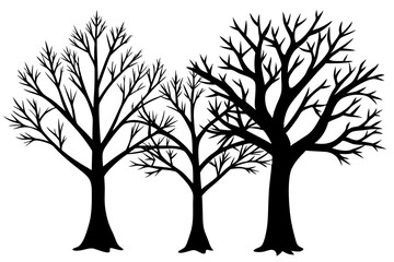 Obraz premium Set of trees silhouettes isolated on white background