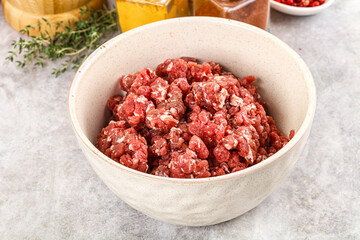 Raw beef minced meat for cooking