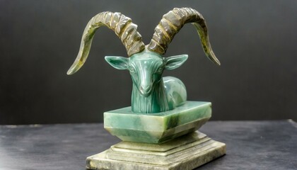 Polished gemstone jade crafted goat sculpture 