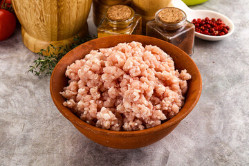 Homemade Raw pork minced meat