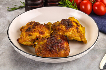 Roasted chicken thighs  with spices