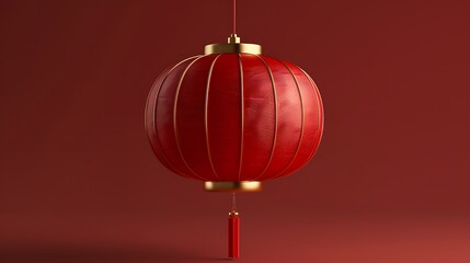 Obraz premium Red Chinese Lantern Hanging in Front of Red Background