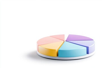Obraz premium Colorful pie chart representing data distribution, suitable for presentations and reports, enhancing visual understanding.