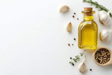 Garlic oil on white background , Garlic extract, Generative AI