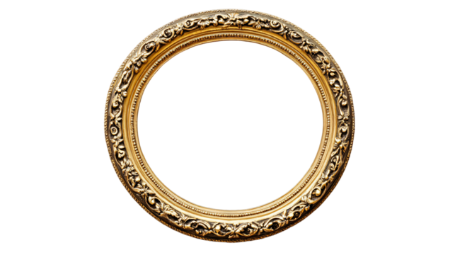 Vintage round circle oval shape gold photo frame