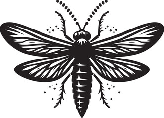 Beautiful firefly insect silhouette illustration isolated on a white background