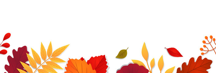 Autumn background with colorful autumn leaves frame and copy space. Vector illustration