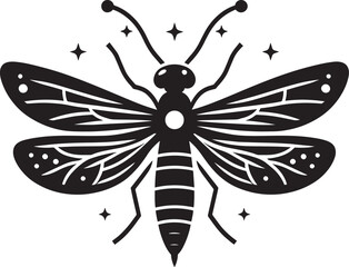 Beautiful firefly insect silhouette illustration isolated on a white background