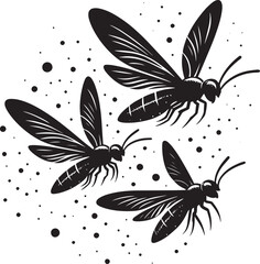 Beautiful firefly insect silhouette illustration isolated on a white background