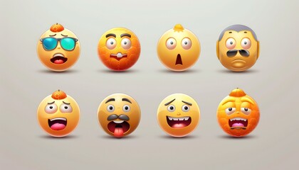 Realistic, high-res iOS emoji icons with a variety of funny expressions, designed for social media.
