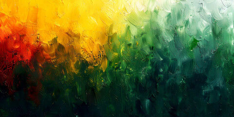 Creative Multicolor Painterly Abstract Aesthetic Brush Grunge Background With Bold Brushstrokes, Vintage Texture, and Color Splash Border in Yellow, Green Bokeh. HD Wallpaper and Banner Design.