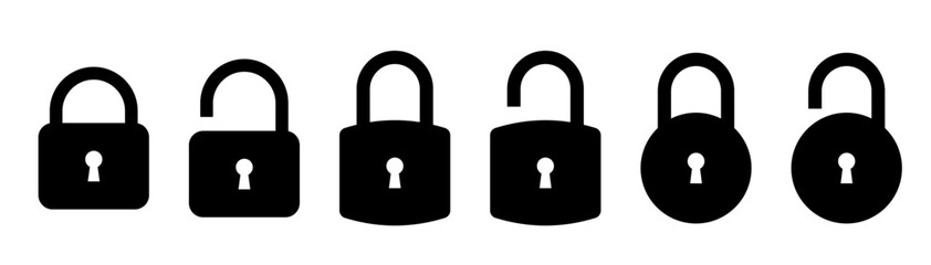 Lock icons set. Locked and unlocked lock icon. Vector illustration.