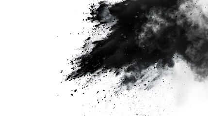 Obraz premium Black Powder Explosion on White Background