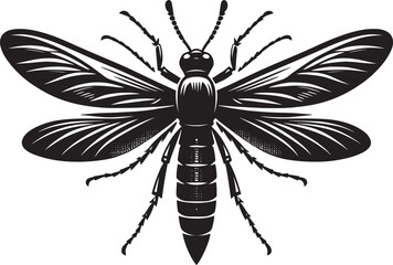 Beautiful firefly insect silhouette illustration isolated on a white background