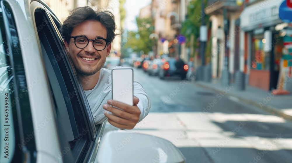 Canvas Prints A man in a car