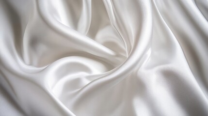 Fototapeta premium Closeup of rippled white satin fabric texture background. Luxurious background design 