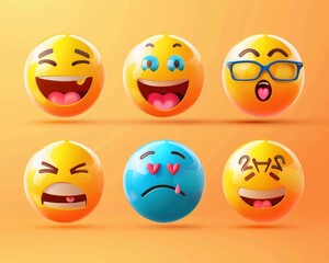 Lively and funny emoji reactions, ideal for social media, designed in high-resolution vector illustration.