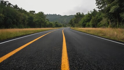 Fototapeta premium Isolated asphalt road PNG on white or transparent 