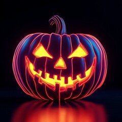 Glowing Jack-o'-Lantern with Neon Lights.