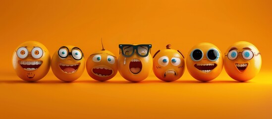 Obraz premium Lively and expressive emoji reactions, ideal for mobile apps, featuring funny and exaggerated expressions.
