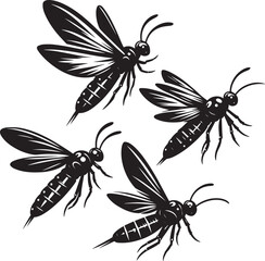 Beautiful firefly insect silhouette illustration isolated on a white background