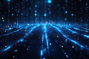 Obraz premium Abstract blue lights into digital technology tunnel. Futuristic technology abstract background with lines for network, big data, data center, server, internet, speed.