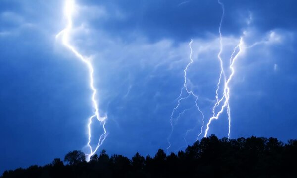  Lightning Strike on Black Background