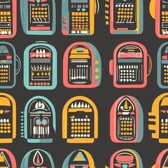 Seamless pattern of classic jukebox song titles