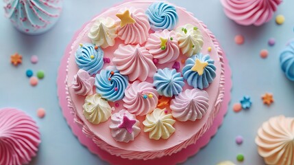 Beautiful colored birthday cake